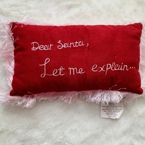 Dear Santa Let me explain red pillow with pink fringe
